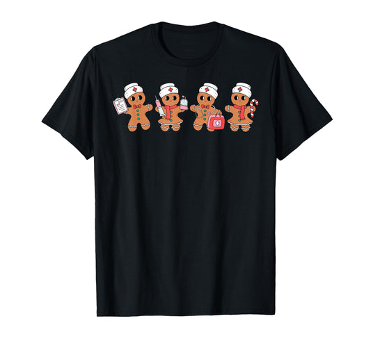 Cute Nurse Squad Gingerbread Christmas Holiday Pajamas Funny T-Shirt