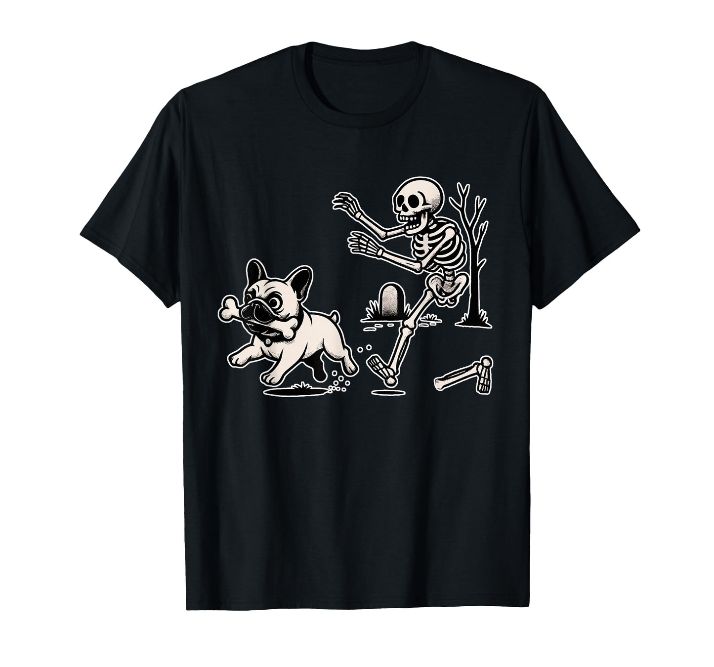 Funny Halloween French Bulldog Skeleton Spooky Season T-Shirt