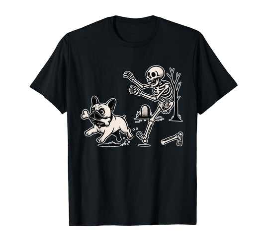 Funny Halloween French Bulldog Skeleton Spooky Season T-Shirt