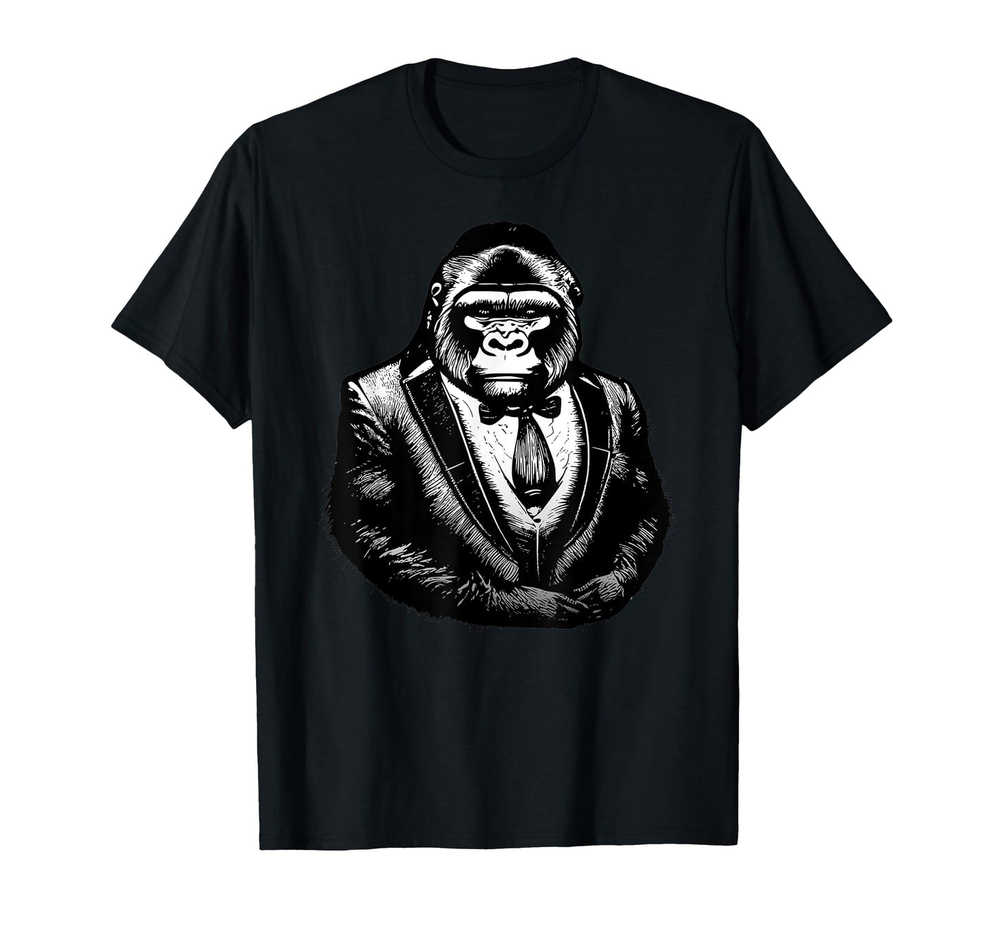 Gorilla_ in a Tuxedo, Funny Ape Monkey in a Tux_ Tie Suit T-Shirt