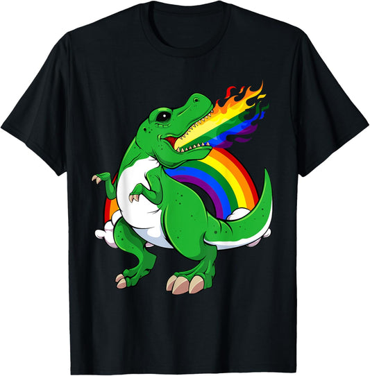 Dinosaur Rainbow Flag LGBT-Q Cute T-Rex Gay Prde Ally T-Shirt