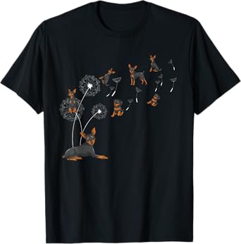 Dandelion Miniature Pinscher Min Pin Dog Lover Min Pinscher T-Shirt