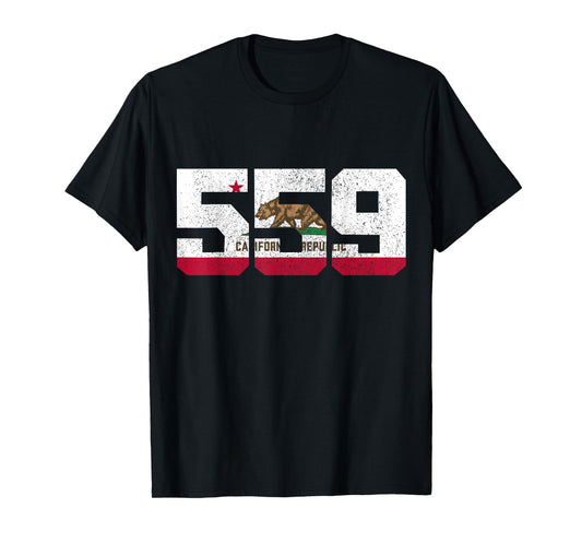 Fresno California 559 Area Code Pride Vintage Flag T-Shirt