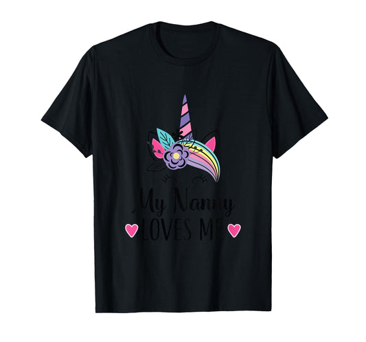 Kids My Nanny Loves Me Granddaughter Unicorn T-Shirt