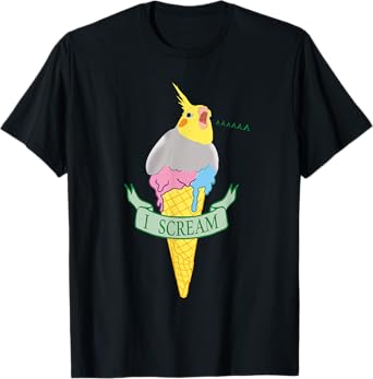 Funny Parrot Pet Doodle I Scream Ice Cream Cockatiel T-Shirt