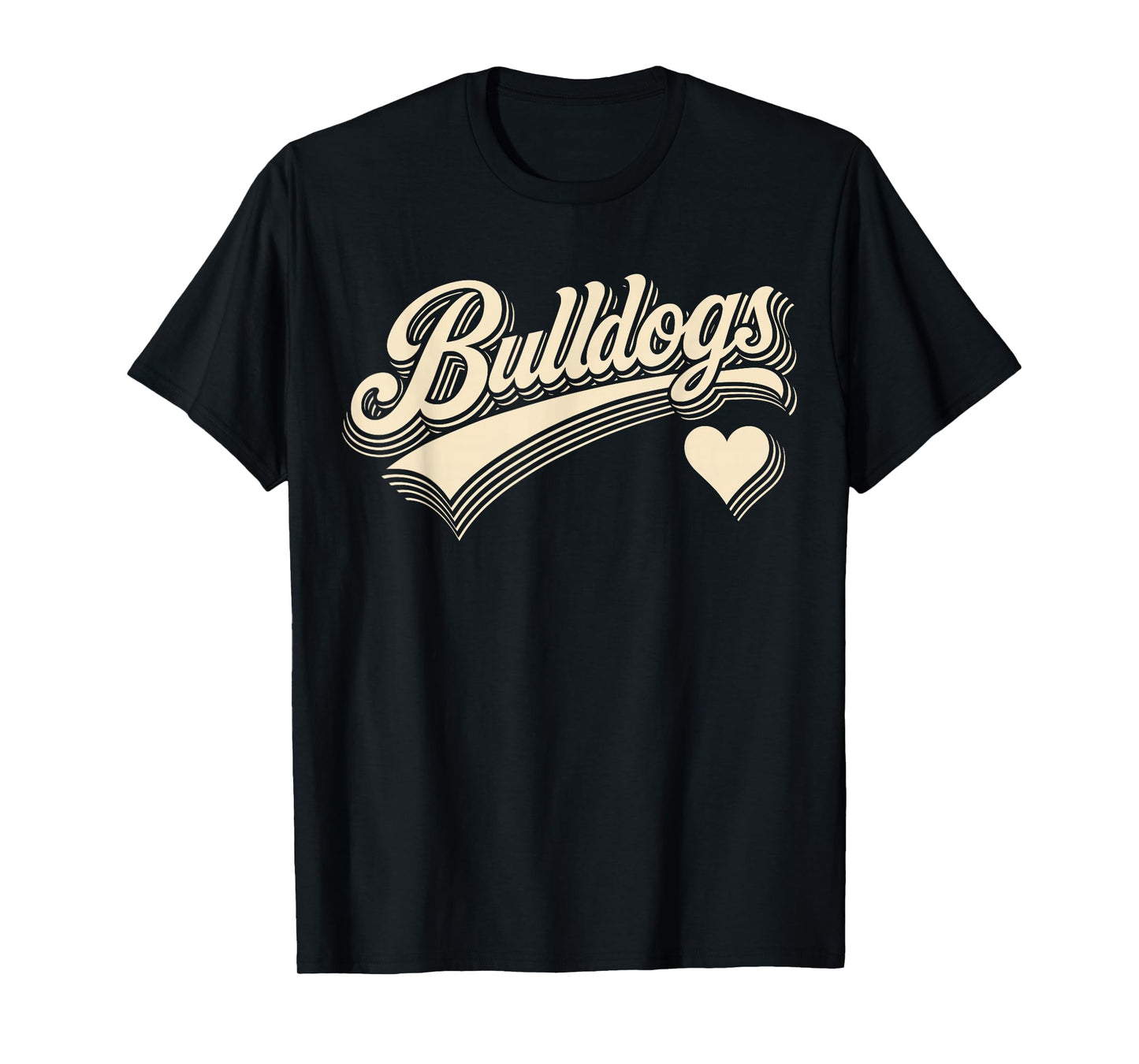 Retro Bulldogs Vintage Heart Design Gift For Men Women Kids T-Shirt