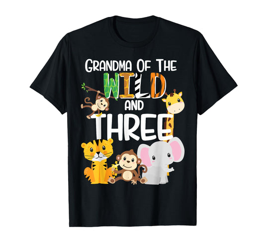 Grandma of the Wild and 3 Zoo Theme Birthday Safari Jungle T-Shirt