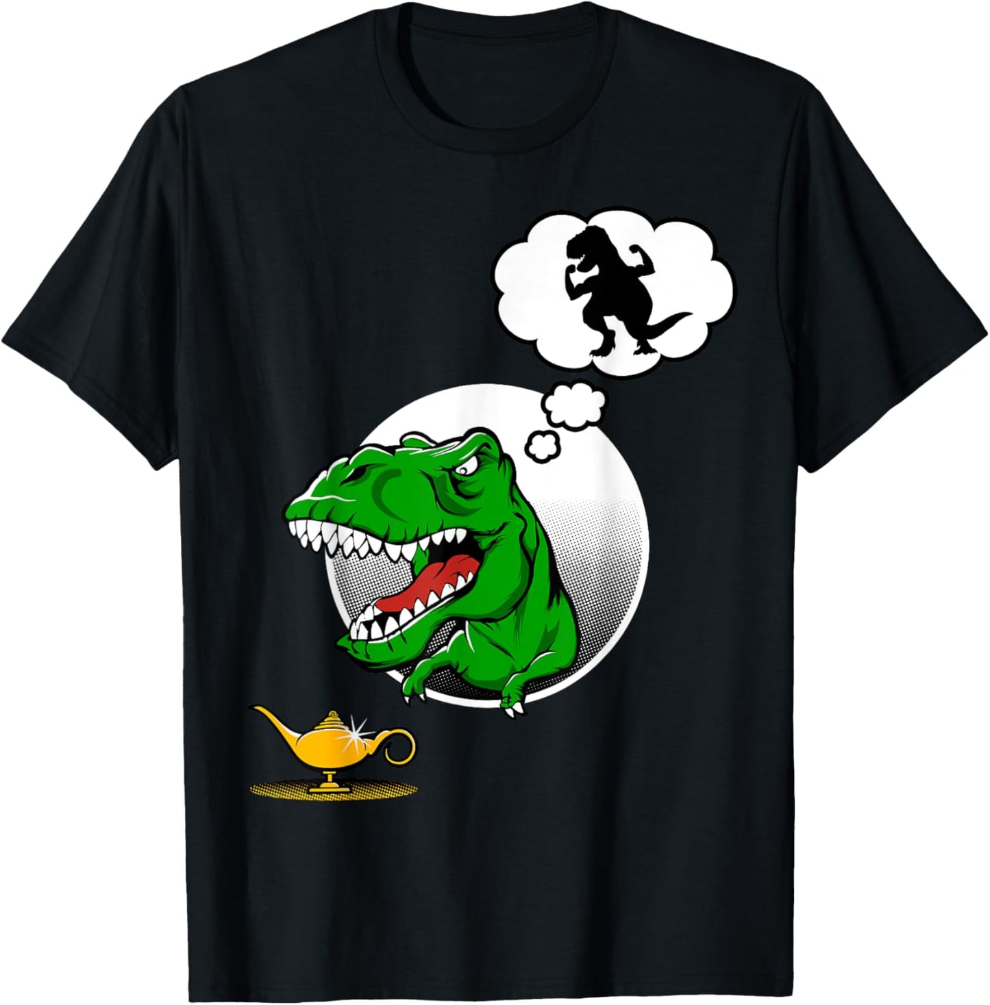 Dinosaur T-rex Short Arms Funny joke Genie Lamp t-shirt T-Shirt