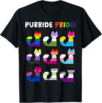 Purride Pride Cat LGBT Gay Pride Month Cute Pet Rainbow Flag T-Shirt for Men Women Girls Kids