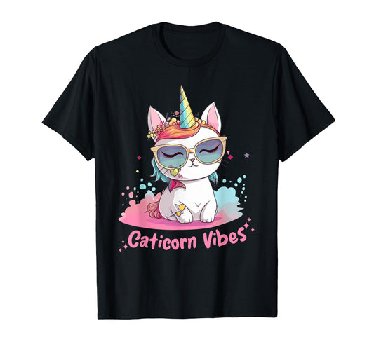 Caticorn Cat Unicorn Kawaii Rainbow Pastel Anime Chibi Men Women Kids T-Shirt