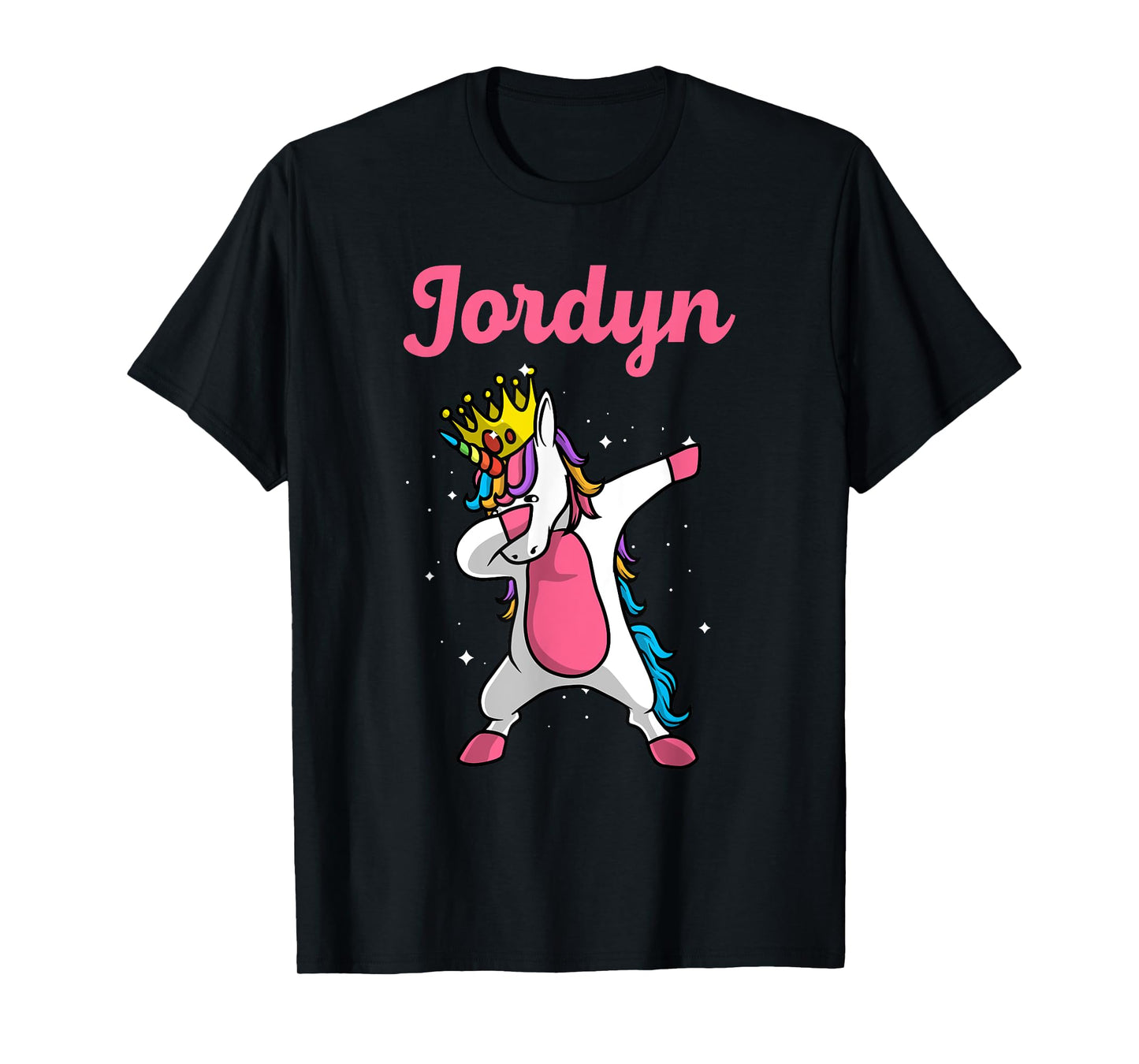 JORDYN Gift Name Personalized Birthday Dabbing Unicorn Queen T-Shirt