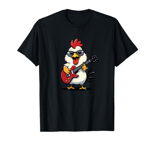 Chicken playing Electric Guitar, Chicken Guitarist T-Shirt