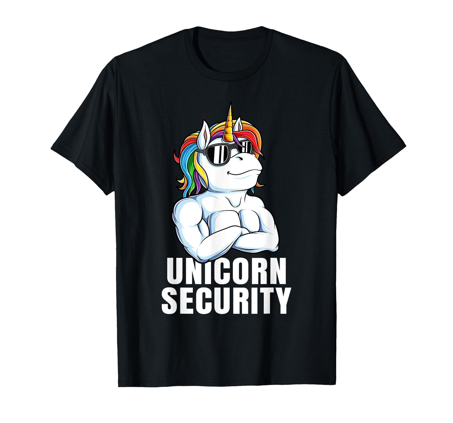 Unicorn Security Funny Rainbow Muscles Dad Unicorn T-Shirt