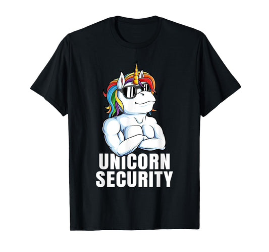 Unicorn Security Funny Rainbow Muscles Dad Unicorn T-Shirt