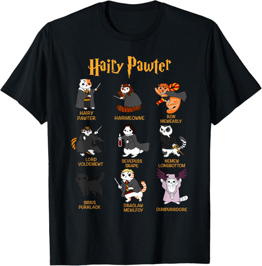 Vintage Funny Hairy Pawter T Shirt - T Shirt For Cat Lovers T-Shirt