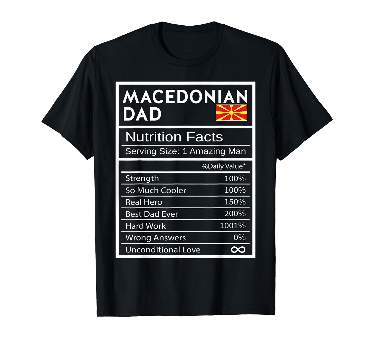 Macedonian Dad Nutrition Facts National Pride Gift For Dad T-Shirt