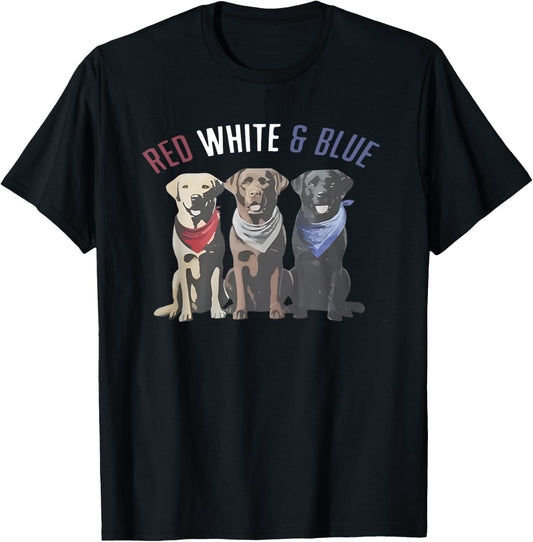 Red White And Blue Labrador Dog Retriever 4th of July T-Shirt