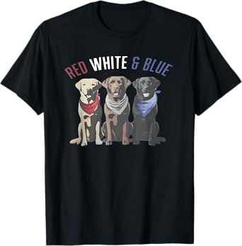 Red White And Blue Labrador Dog Retriever 4th of July T-Shirt for Men Women