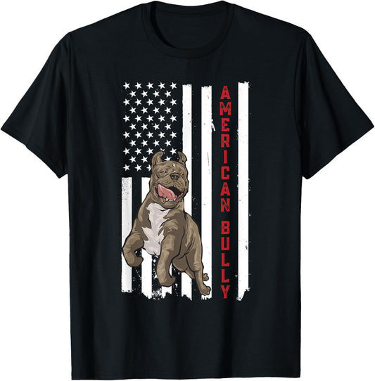 American Bully Dog American Flag XL American Bully T-Shirt