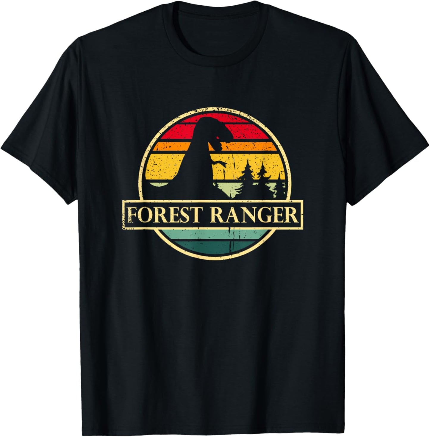 Retro Forest Ranger Dinosaur Vintage Forester Nature Camping T-Shirt