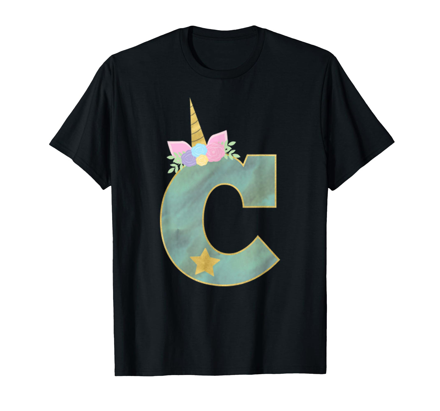 Initial Letter C Unicorn Monogram for Girls Unicorn Birthday T-Shirt
