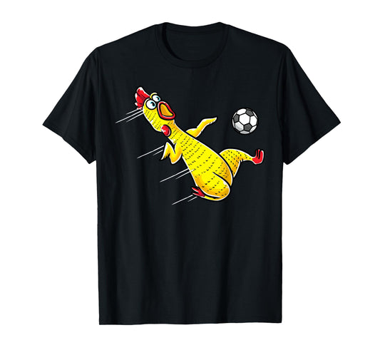 Funny Rubber Chicken With Soccer Sports Men Kids T-Shirt