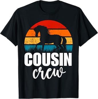 Vintage Cousin Crew Horse Lover Family Matching Birthday Kid T-Shirt