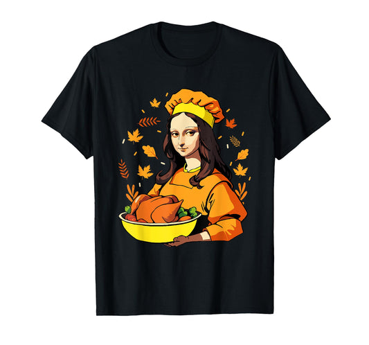 Mona Lisa with Turkey Thanksgiving for Art Teachers Men Women Kids T-Shirt