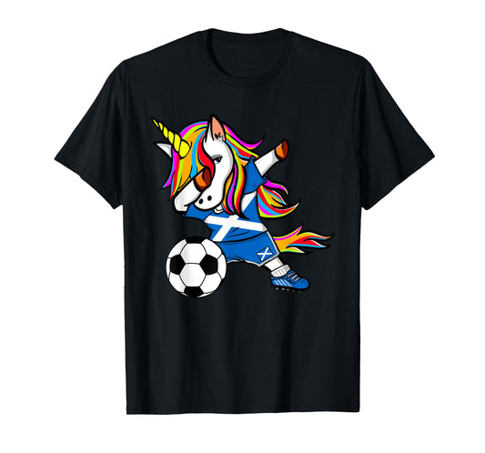 Dabbing Unicorn Scotland Soccer Fan Jersey Scottish Football T-Shirt