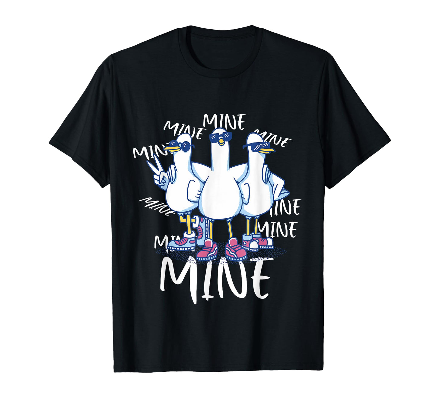 Funny Seagull Saying Mine Funny Pigeon Retro Ocean life T-Shirt