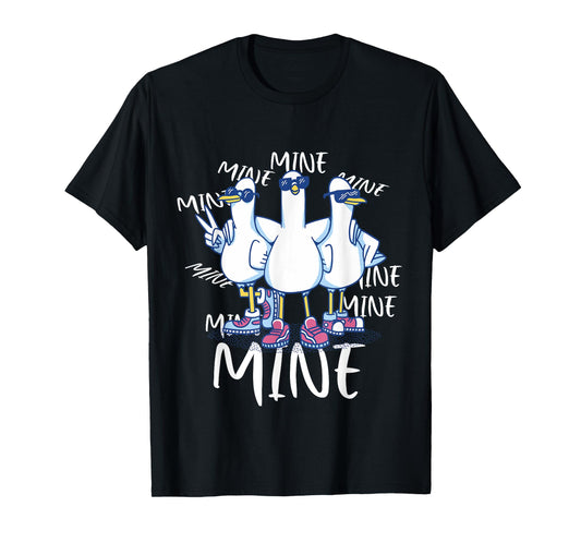 Funny Seagull Saying Mine Funny Pigeon Retro Ocean life T-Shirt