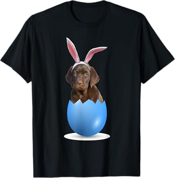 Chocolate Lab Retriever Dog Easter Bunny Egg Hunting Sunday T-Shirt for Men Women