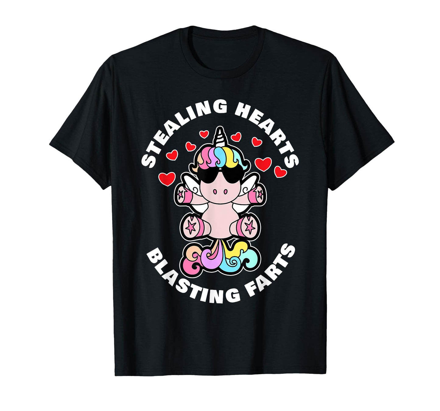 Stealing Hearts And Blasting Farts Valentines Day Unicorn T-Shirt