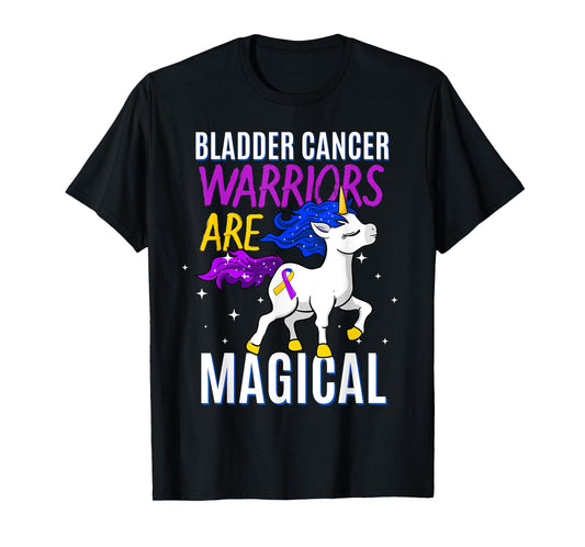 Bladder Cancer Magical Unicorn Purple Blue Yellow Ribbon T-Shirt