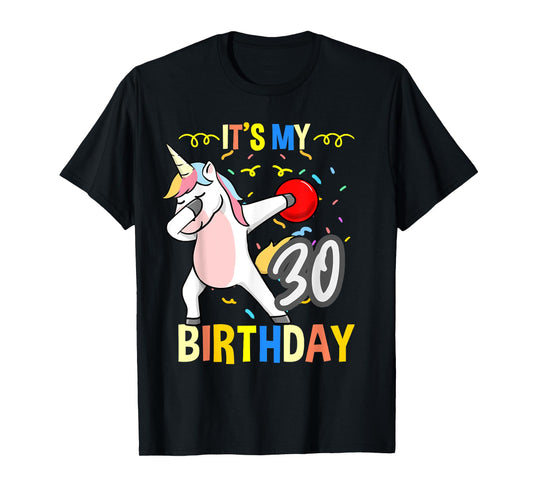 Its My 30th Birthday Dabbing Unicorn Bowling T-Shirt