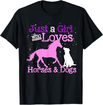 Just A Girl Who Loves Horses And Dogs Animal Women Horse T-Shirt