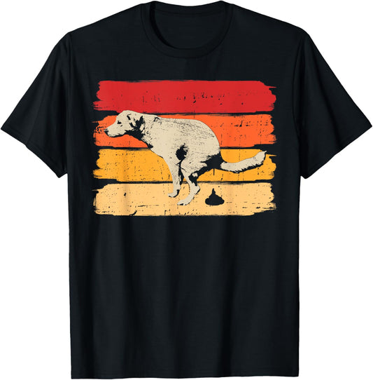Retro Dog Pooping Pet Walking for Canine Owner T-Shirt