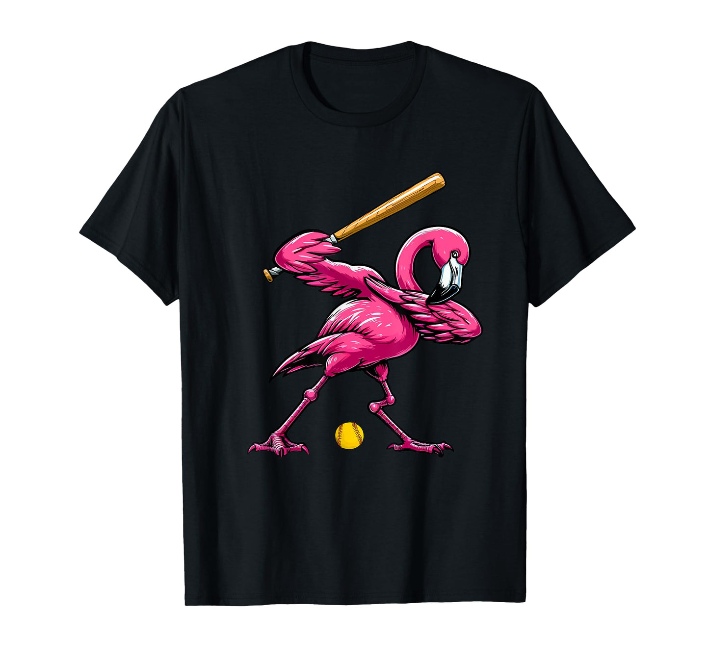 Dabbing Flamingo Costume Softball Player Fan Lover Team T-Shirt