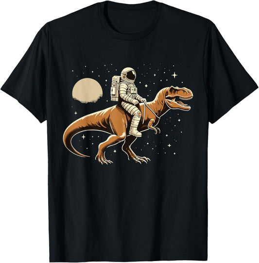 Astronaut Riding T-Rex Dinosaur Astro Space T-Shirt