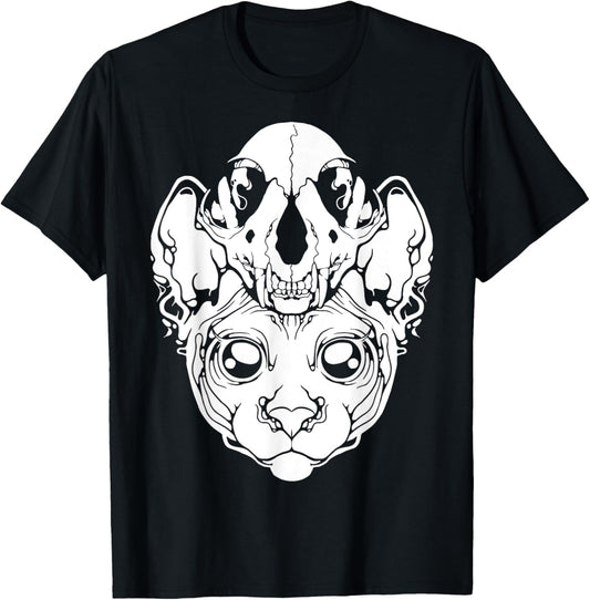 Black Metal Sphynx Cat I Goth and Death Metal T-Shirt