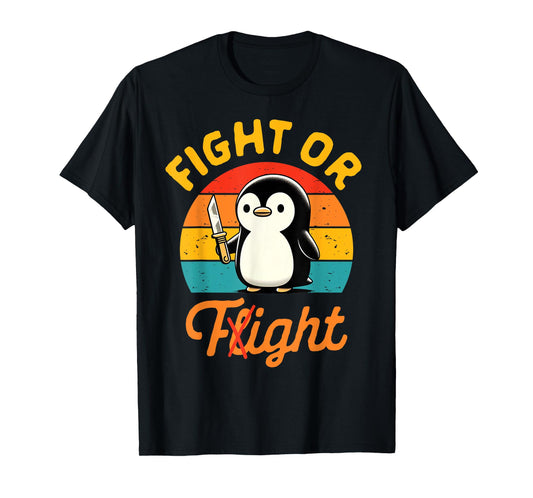 Funny Sarcastic BFF Retro Vintage Jokes Sarcasm Humor Penguin Holding A Knife T-Shirt