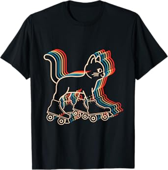 Cat Roller Skates Vintage Fun Skating Lifestyle Hobby T-Shirt for Men Women Girls Kids