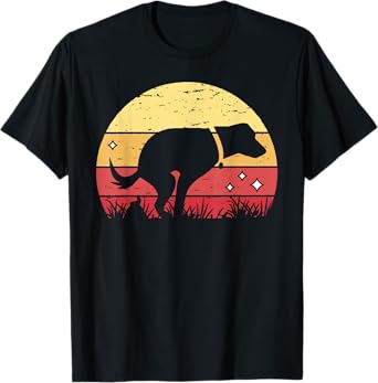 Retro Labrador Sunset Dog Pooping Canine Owner T-Shirt