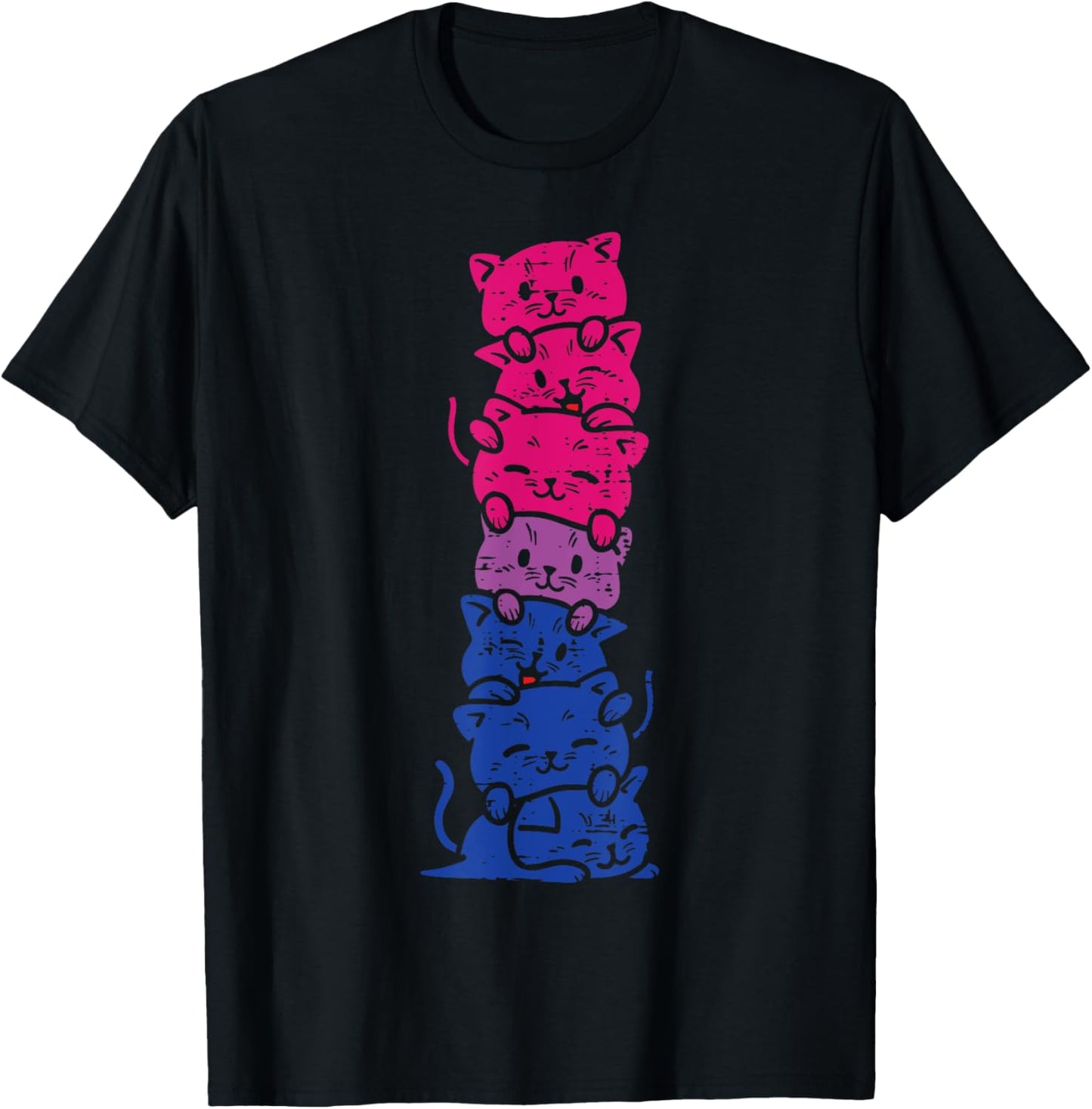 Cat Stack Bisexual Pride Cute Bi Flag LGBT Animal Lover Gift T-Shirt