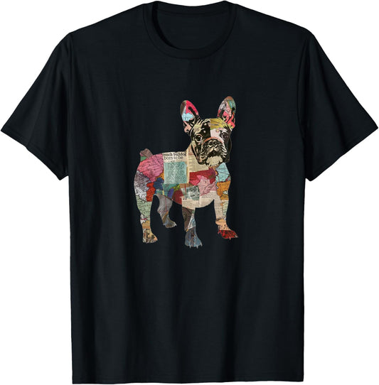 Paper Mache French Bulldog Cute Frenchie Stance T-Shirt