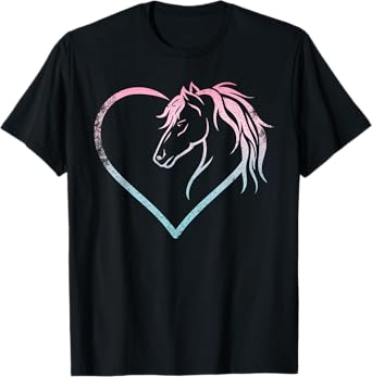 Heart With Horse Head For Horseback Riding Horse T-Shirt