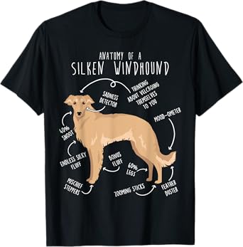 Silken Windhound Anatomy, Funny Cute Pet Lover Fawn Cream T-Shirt