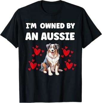 DOG UNIVERSE Australian Shepherd T-Shirt - Unisex-Adults, Black, Small, Short Sleeve