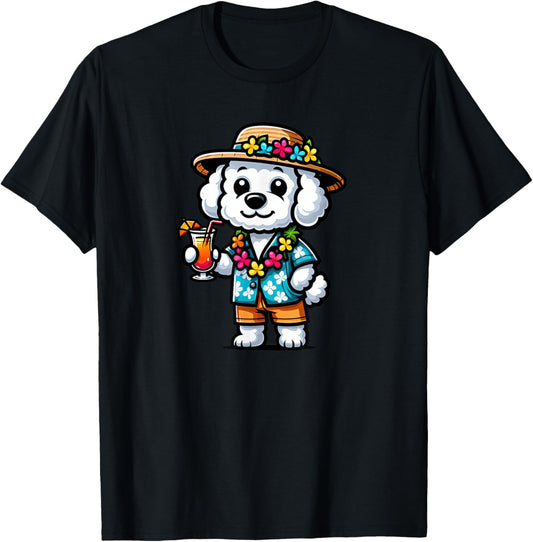 Bichon Frise Hawaiian Funny Dog Vacation T-Shirt