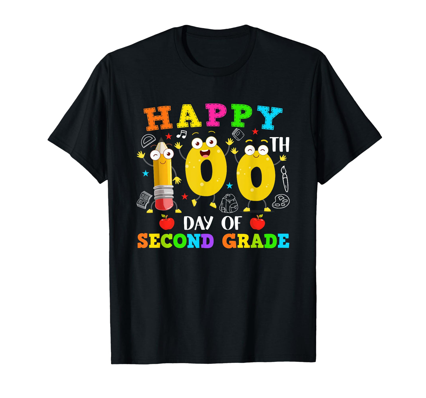 Funny Pencil 100 Days Of Second Grade Students Teacher Kids T-Shirt